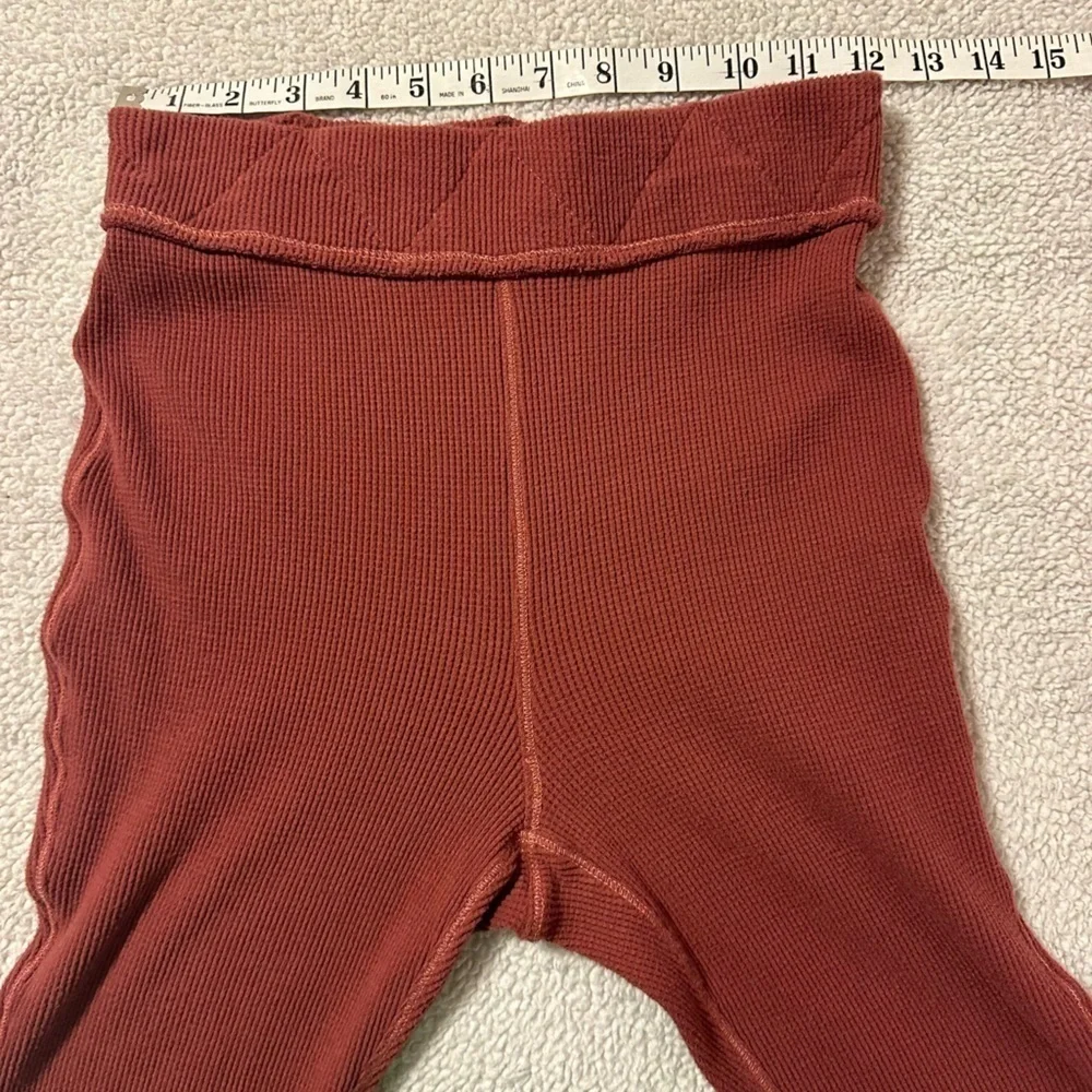 Free People Under the Stars Slim Flare Thermal Pants Rosewood Red Pink